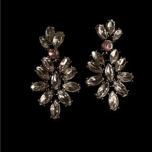 Beautiful Heavy Faux Crystal Earrings Color is pink Pre Owned